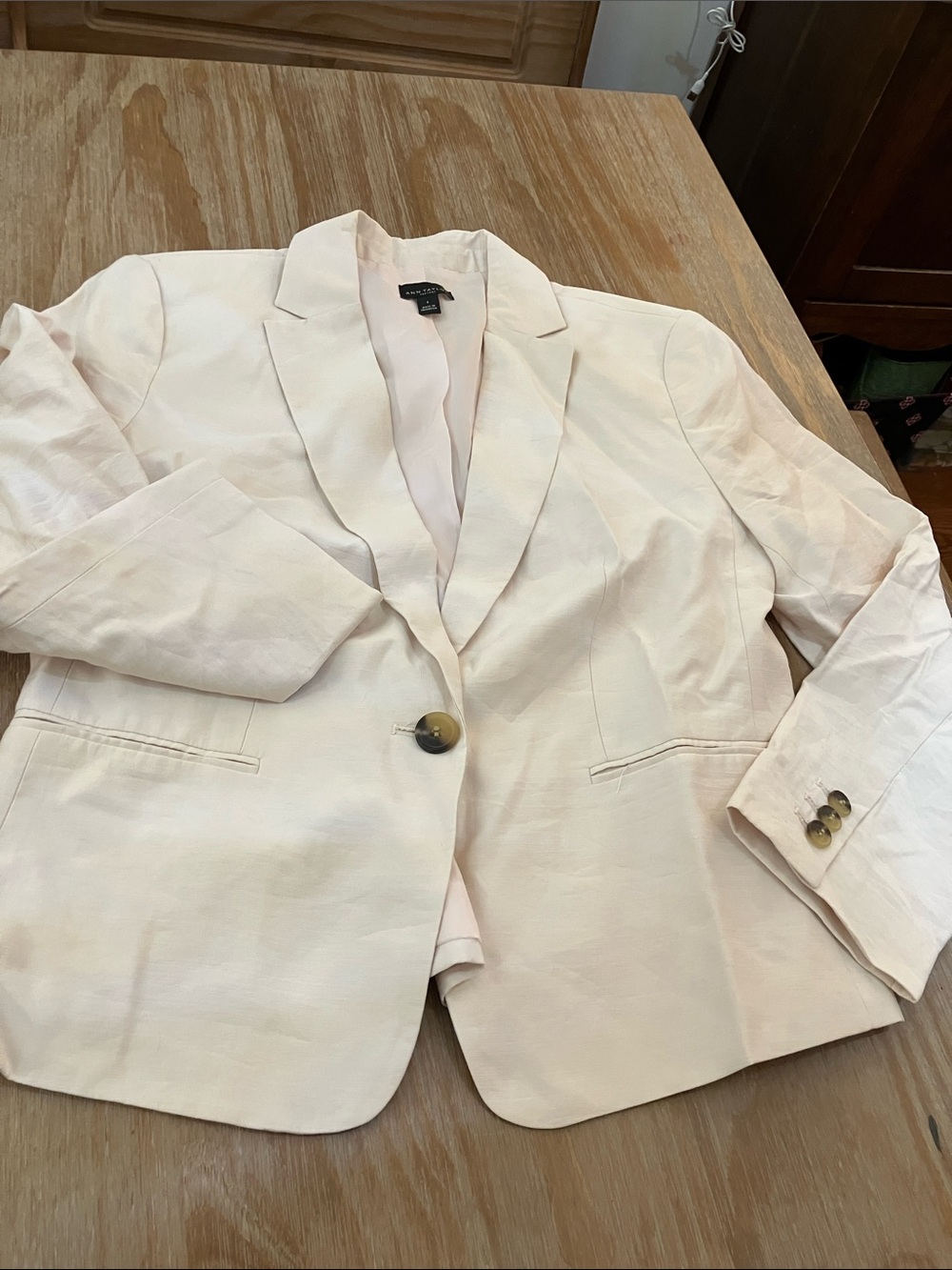 Ann Taylor Factory Light Blush Single-Button Blazer